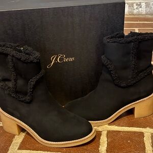 J. Crew Black crepe sole Boots with heel
